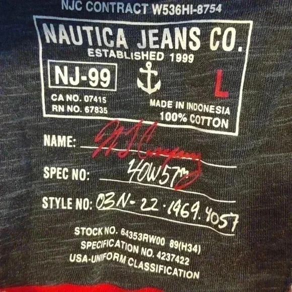 Men's Nautica Jeans Co‎ red/navy stripe polo size large - Picture 4 of 4